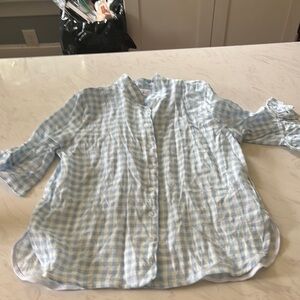 Sleeper Blue and White Gingham Button Down Shirt Relaxed Fit